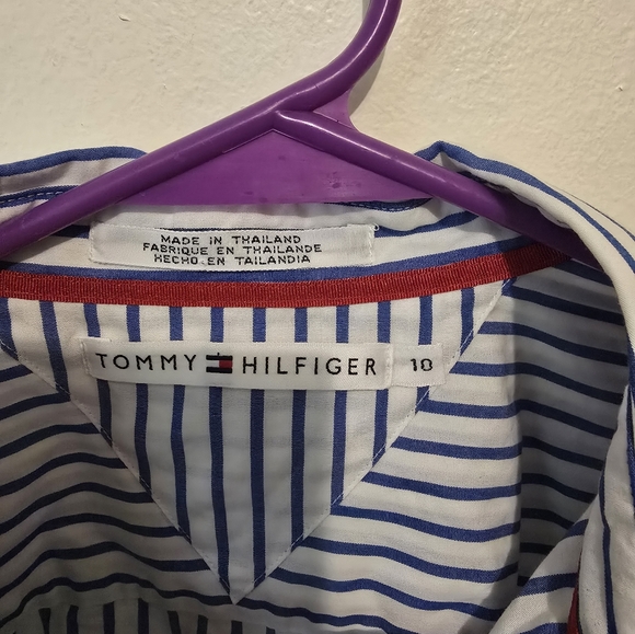 Vintage Tommy Hilfiger Blue and White Casual Button Down Shirt Size 10 - Picture 4 of 10